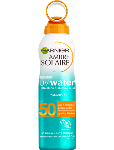 Garnier Ambre Solaire Солнцезащитный спрей-вуаль Ambre Solaire "Солнечная вода", освежающий, с алоэ вера, SPF 50, 200 мл